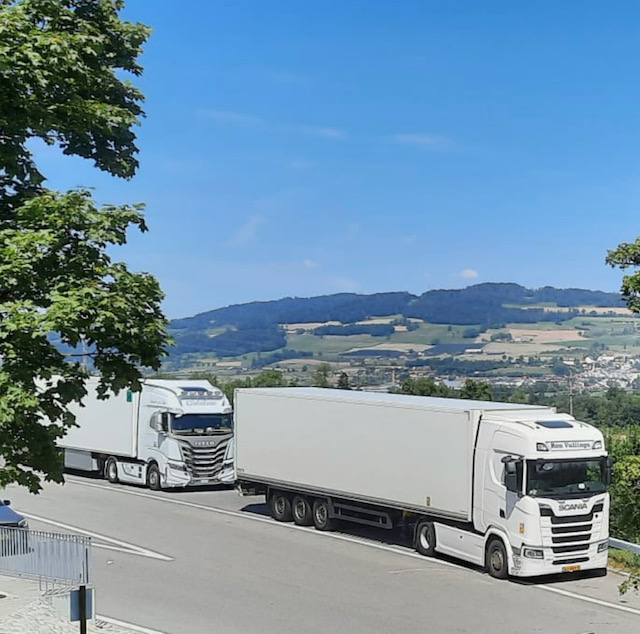 Internationaal transport vrachtwagen zijkant in Italië