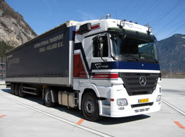 Internationaal transport vrachtwagen in Italië